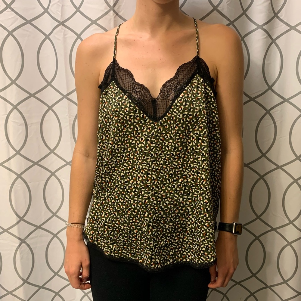 Vici Leopard Print Lace Trim Cami